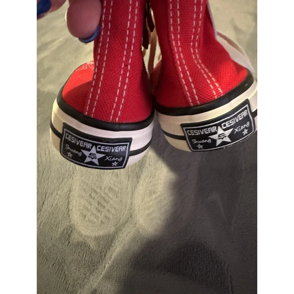 Balahou Kids Red Canvas High Top Sneakers Side Zip Casual Shoes EU 31